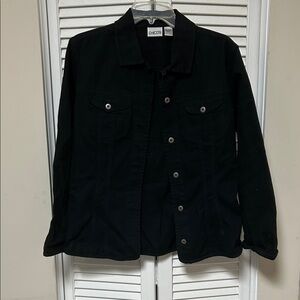 Lightweight, black, jean jacket